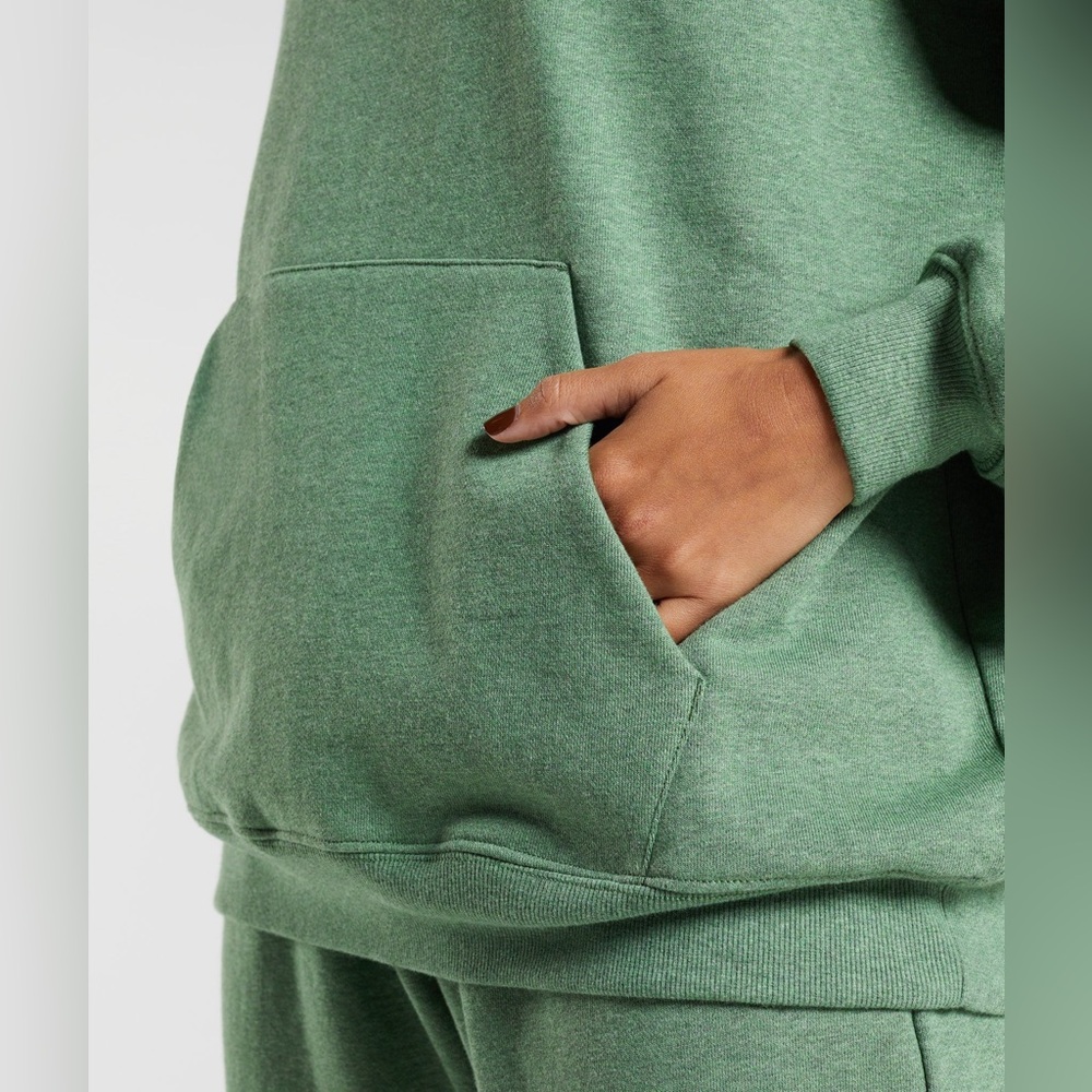 Gymshark Rest Day Sweats Hoodie - Crocodile Green Marl - Picture 3 of 7